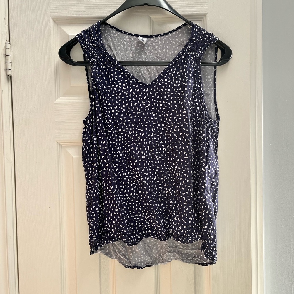 Blue and White Printed Tank